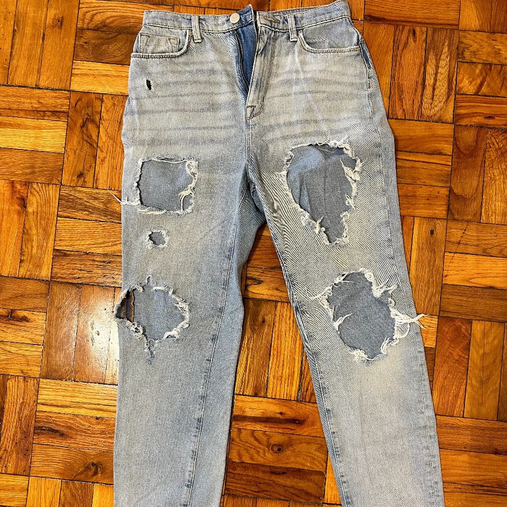 BDG Distressed Straight Leg Jeans with Holes